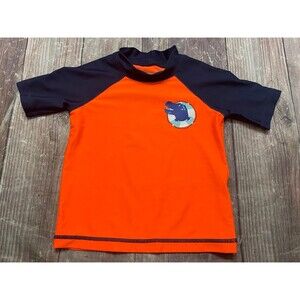 Carter’s Little Boy Toddler Orange Crocodile Swim Shirt Rashguard, Size 2T